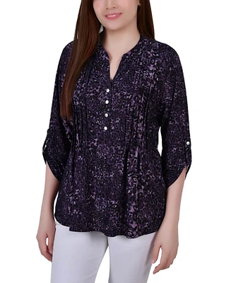 Ny Collection Petite Pintuck Roll Tab Sleeve Top