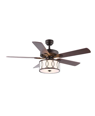 Circe 3-Light Transitional Glam Drum Shade Led Ceiling Fan with Remote