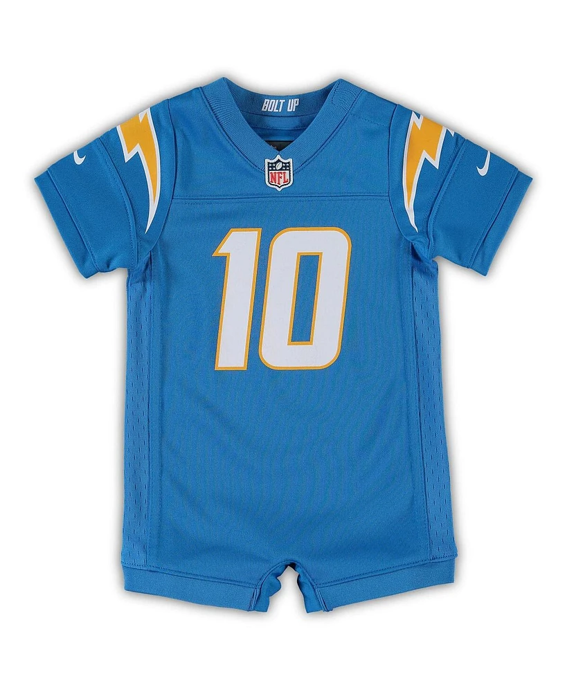 Infant Justin Herbert Powder Blue Los Angeles Chargers Game Romper Jersey