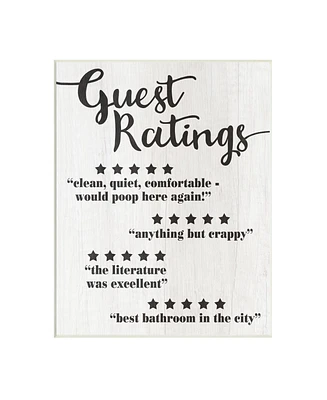 Stupell Industries Five Star Bathroom Funny Word Black and White Wood Textured Design Wall Plaque Art, 10" x 15"