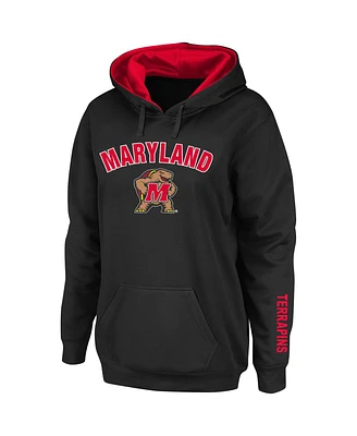 Women's Black Maryland Terrapins Arch and Logo 1 Pullover Hoodie
