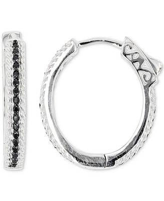 Black Spinel Hoop Earrings (1/2 ct. t.w.) in Sterling Silver