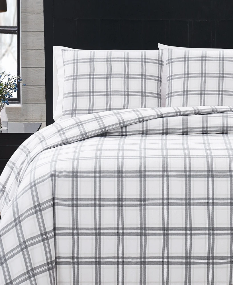 London Fog Plaid Flannel 3-Pc. Duvet Cover Set