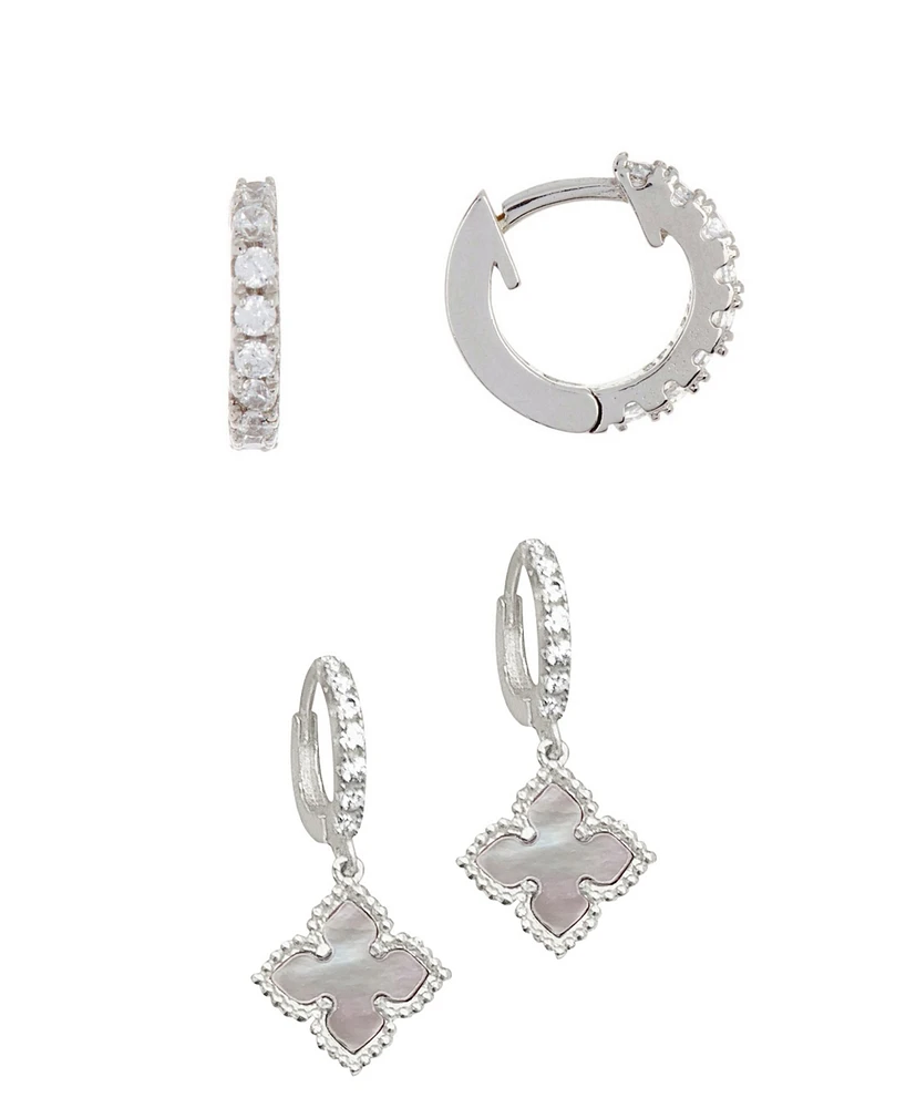 Adornia White Mother Of Pearl Huggie Set Earring