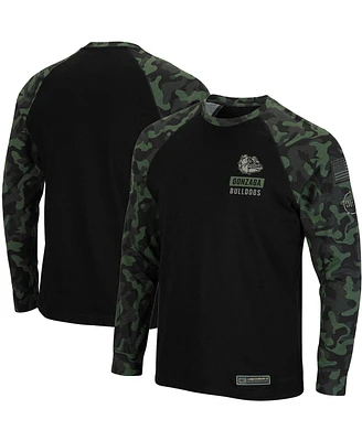Men's Black Gonzaga Bulldogs Oht Military-Inspired Appreciation Camo Raglan Long Sleeve T-shirt