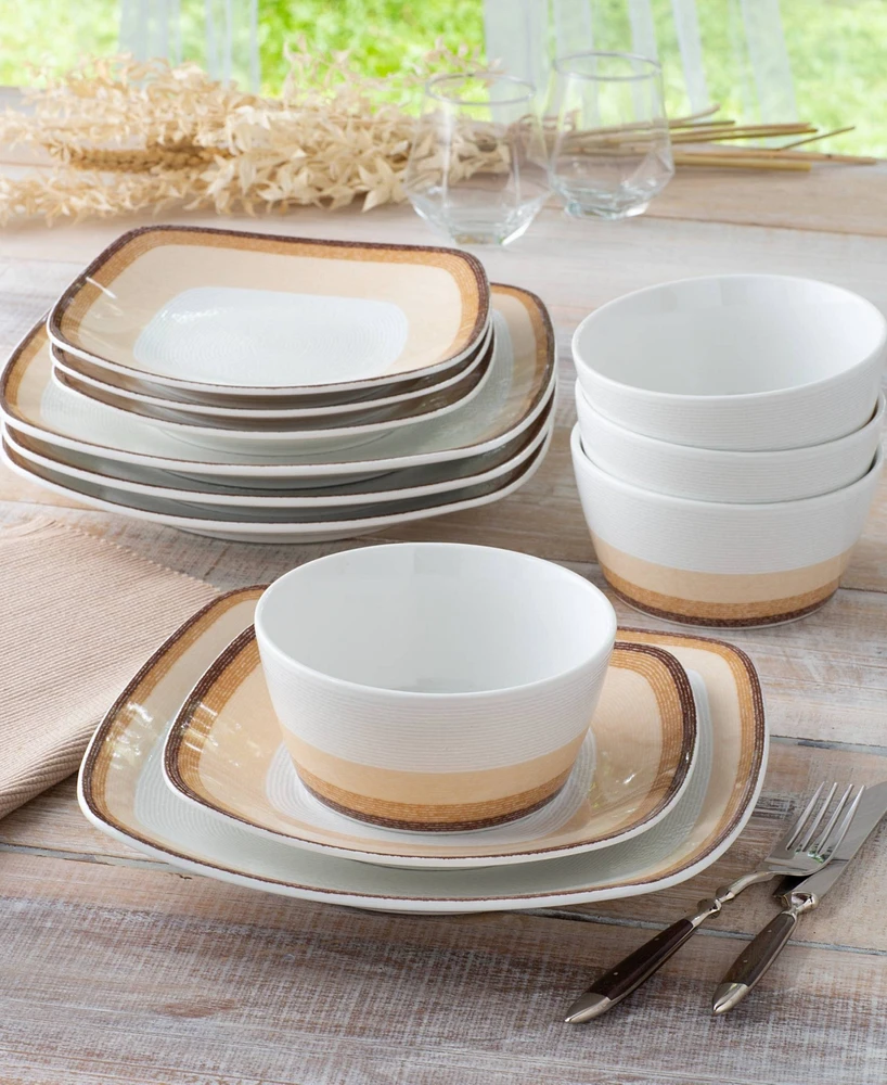 Noritake Colorscapes Desert Layers 12 Piece Square Dinnerware Set