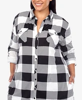 White Mark Plus Plaid Tunic Shirt