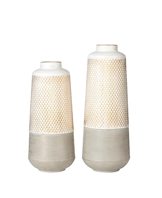 Glitzhome Modern Farmhouse - Modern Industrial Textured Table Vases, Set of 2