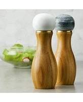 Anolon Pantryware Teakwood & Marble Salt and Pepper Grinder, Set of 2