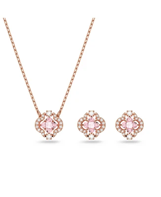 Swarovski Sparkling Dance Clover Rose Gold Tone Plated Set
