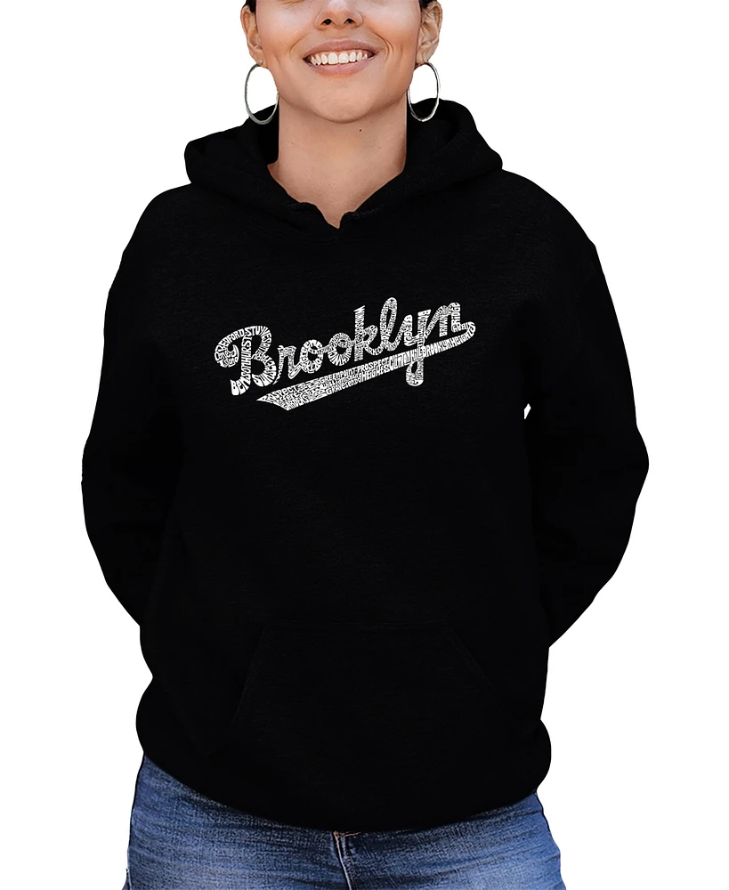 Women's Hooded Word Art Brooklyn Neighborhoods Sweatshirt Top