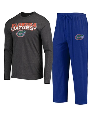 Men's Concepts Sport Royal, Heathered Charcoal Florida Gators Meter Long Sleeve T-shirt and Pants Sleep Set