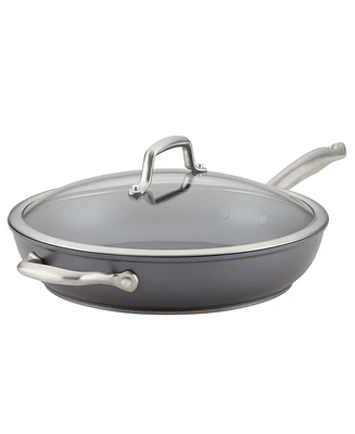 Anolon Accolade Forged Hard-Anodized Nonstick Deep Frying Pan with Lid, 12-Inch, Moonstone