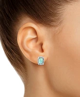 Onyx & Diamond Accent Rectangle Stud Earrings Sterling Silver (Also Turquoise Labradorite)