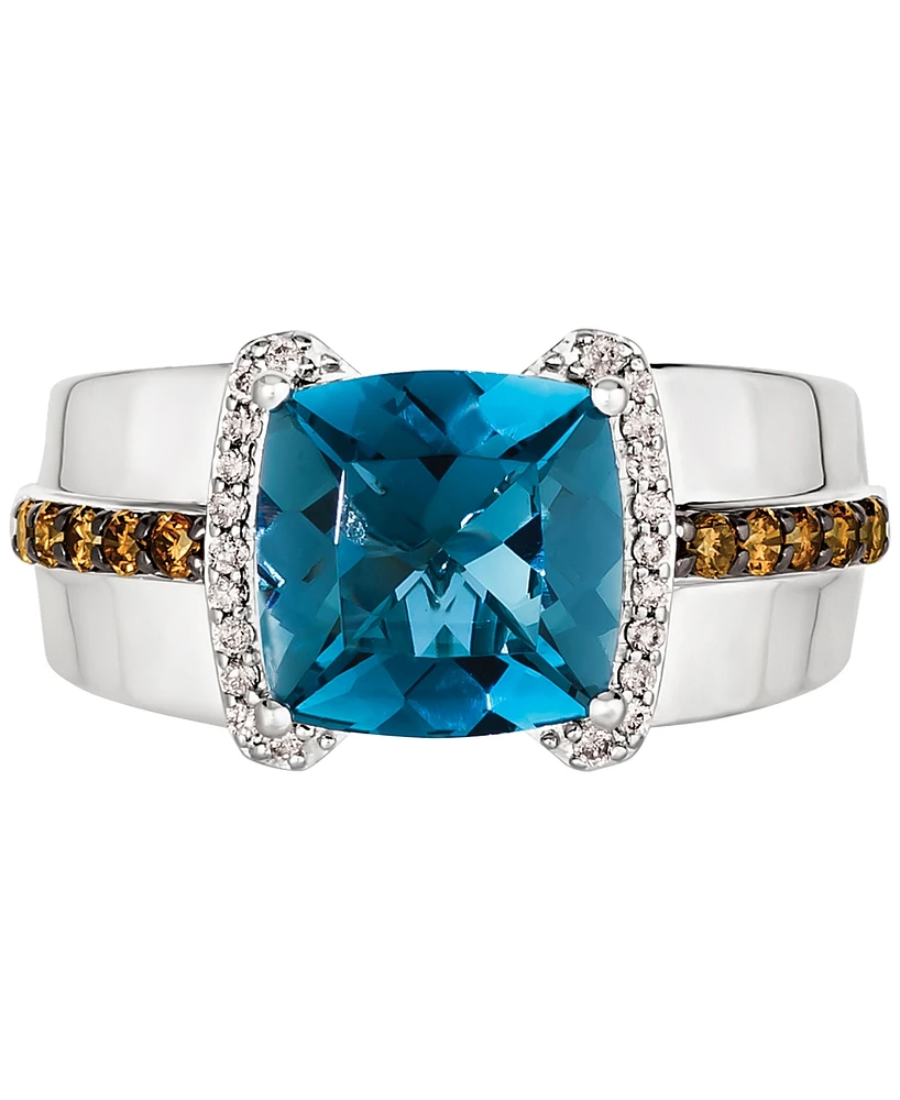 Le Vian Men's Deep Sea Blue Topaz (4-1/2 ct. t.w.) & Diamond (3/8 Ring Sterling Silver