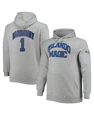 Men's Mitchell & Ness Penny Hardaway Heather Gray Orlando Magic Big and Tall Name Number Pullover Hoodie