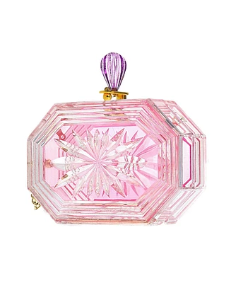 Women's Perfume Bottle Clear Flower Cut Acrylic Clutch