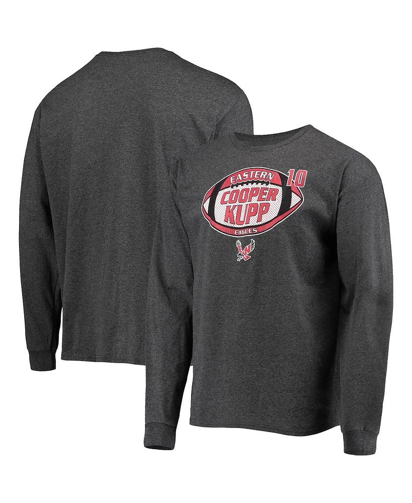 Men's Original Retro Brand Cooper Kupp Heathered Black Eastern Washington Eagles Long Sleeve T-shirt