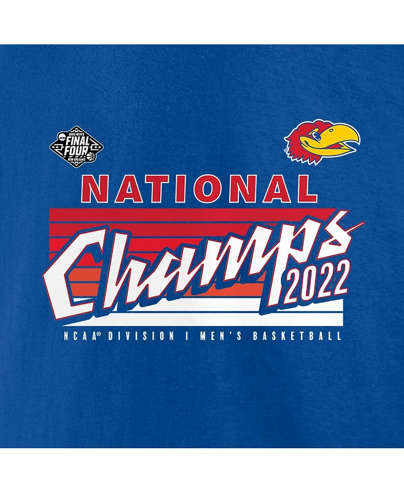 Women's Fanatics Royal Kansas Jayhawks 2022 Ncaa Men's Basketball National Champions Poster Schedule V-Neck T-shirt