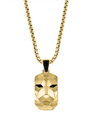 Effy Men's Black Spinel Lion Dog Tag 22" Pendant Necklace in 14k Gold-Plated Sterling Silver & Black Rhodium