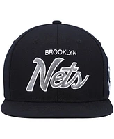 Men's Mitchell & Ness Black Brooklyn Nets Hardwood Classics Script 2.0 Snapback Hat