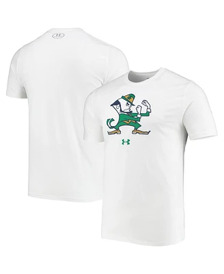 Men's Under Armour White Notre Dame Fighting Irish Mascot Logo Performance Cotton T-shirt