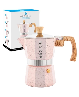 Grosche Milano Stone Stovetop Espresso Maker Moka Pot 3 Cup, 5 Oz