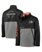 Men's Tommy Hilfiger Black, Gray Philadelphia Flyers Anorak Quarter-Zip Hoodie Jacket