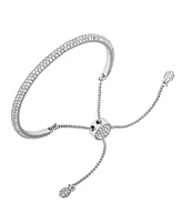 Vince Camuto Silver-Tone Adjustable Glass Stone Slider Bracelet