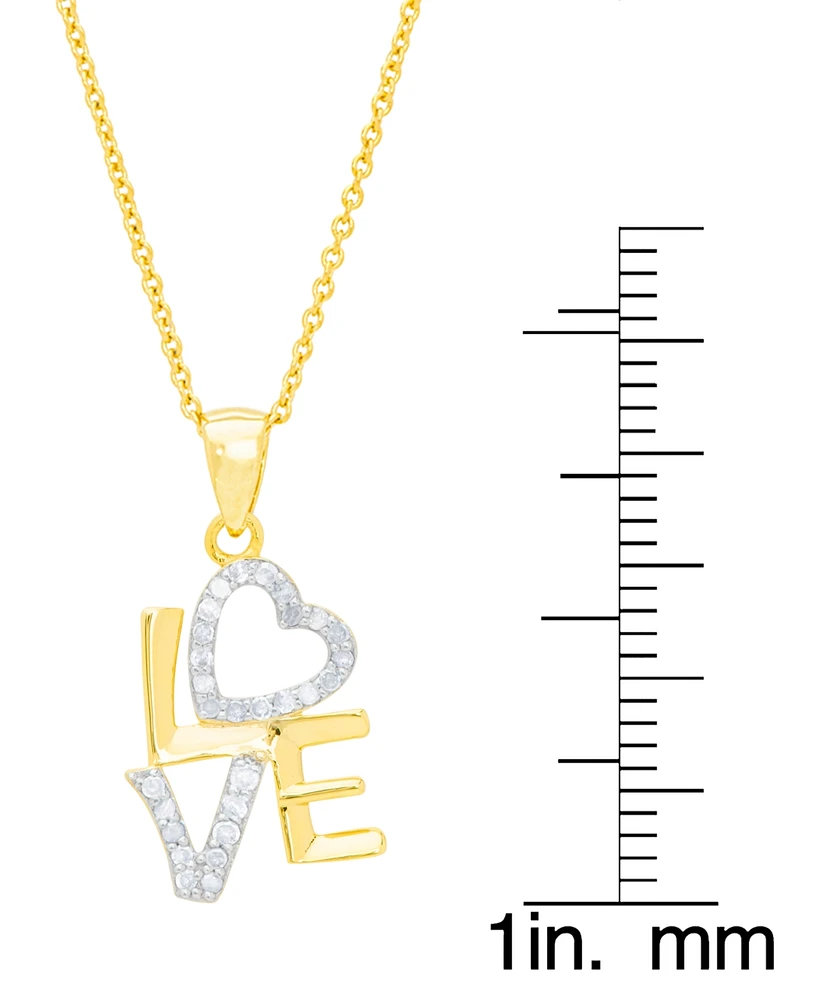 Diamond "Love" 18" Pendant Necklace (1/6 ct. t.w.) in 14k Gold-Plated Sterling Silver