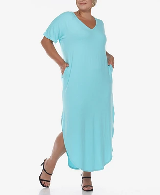 Plus Short Sleeve V-neck Maxi Dress