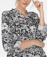 Women's Pleated Floral Print Blouse