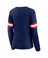 Women's Fanatics Navy Washington Wizards Block Party Chest Logo Striped Long Sleeve T-shirt
