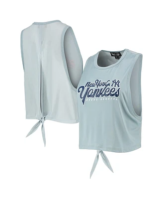 Women's The Wild Collective Light Blue New York Yankees Open Back Twist-Tie Tank Top