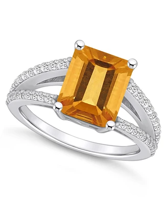 Macy's Citrine and Diamond Accent Ring 14K White Gold