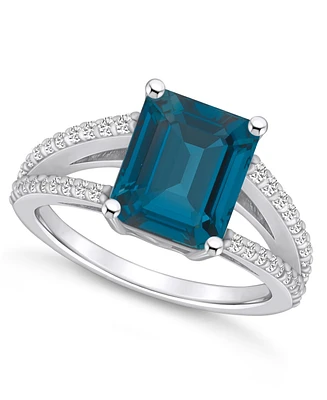 Macy's London Blue Topaz and Diamond Accent Ring 14K White Gold