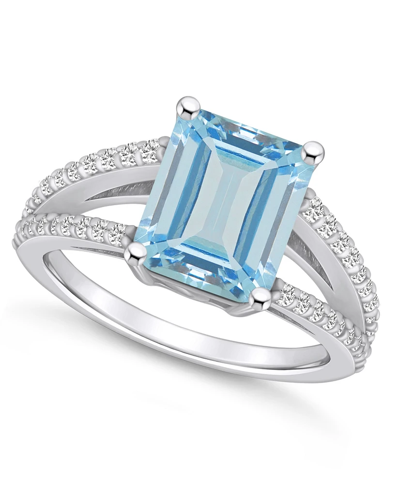 Macy's Aquamarine and Diamond Accent Ring 14K White Gold