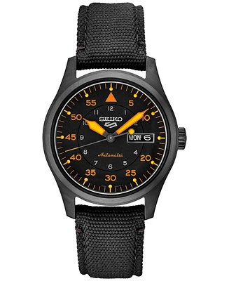 Seiko Men's Automatic 5 Sports Black Nylon Strap Watch 39mm