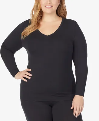 Cuddl Duds Plus Softwear with Stretch V-Neck Top