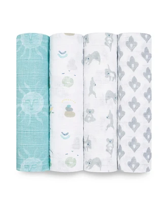aden by aden + anais Baby Boys or Baby Girls Printed swaddle Blankets, Pack of 4