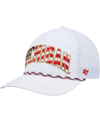 Men's '47 White Michigan Wolverines Stars and Stripes Flag Flutter Hitch Snapback Hat