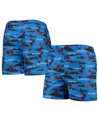 Men's Foco Royal Kansas Jayhawks Island Palm Swim Trunks