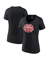 Women's Fanatics Black Oklahoma Sooners 2022 Ncaa Softball Women's College World Series Champions Strike V-Neck T-shirt