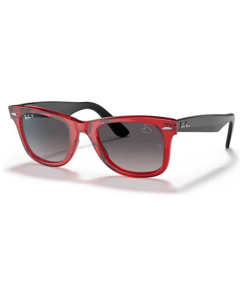 Ray-Ban Disney Unisex Polarized Sunglasses, RB2140 Wayfarer Mickey J22 50