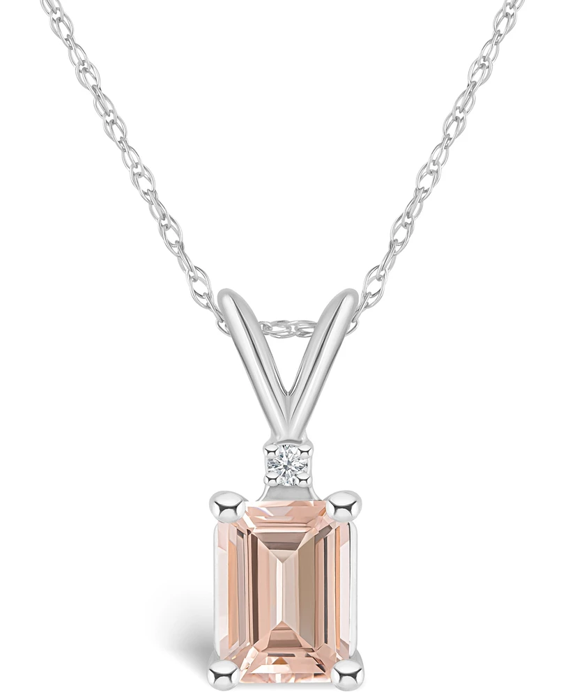 Morganite (7/8 ct. t.w.) and Diamond Accent Pendant Necklace 14K Yellow Gold or White
