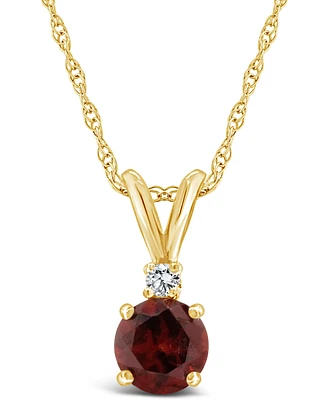 Garnet (5/8 ct. t.w.) and Diamond Accent Pendant Necklace 14K Yellow Gold or White