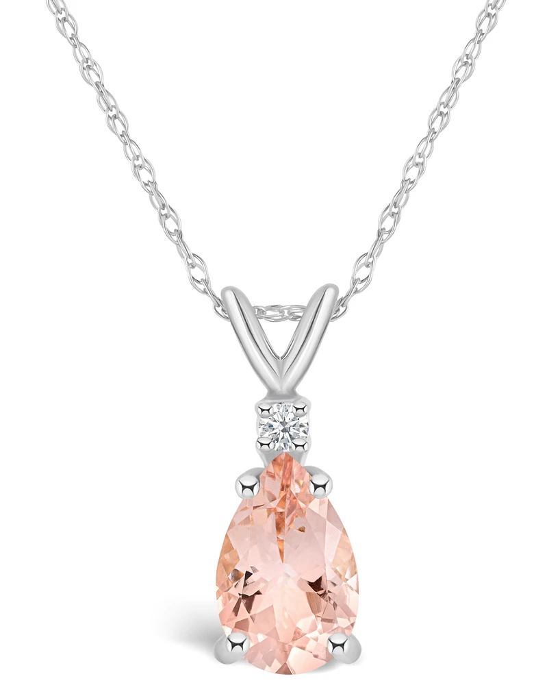 Morganite (3/4 ct. t.w.) and Diamond Accent Pendant Necklace 14K Yellow Gold or White