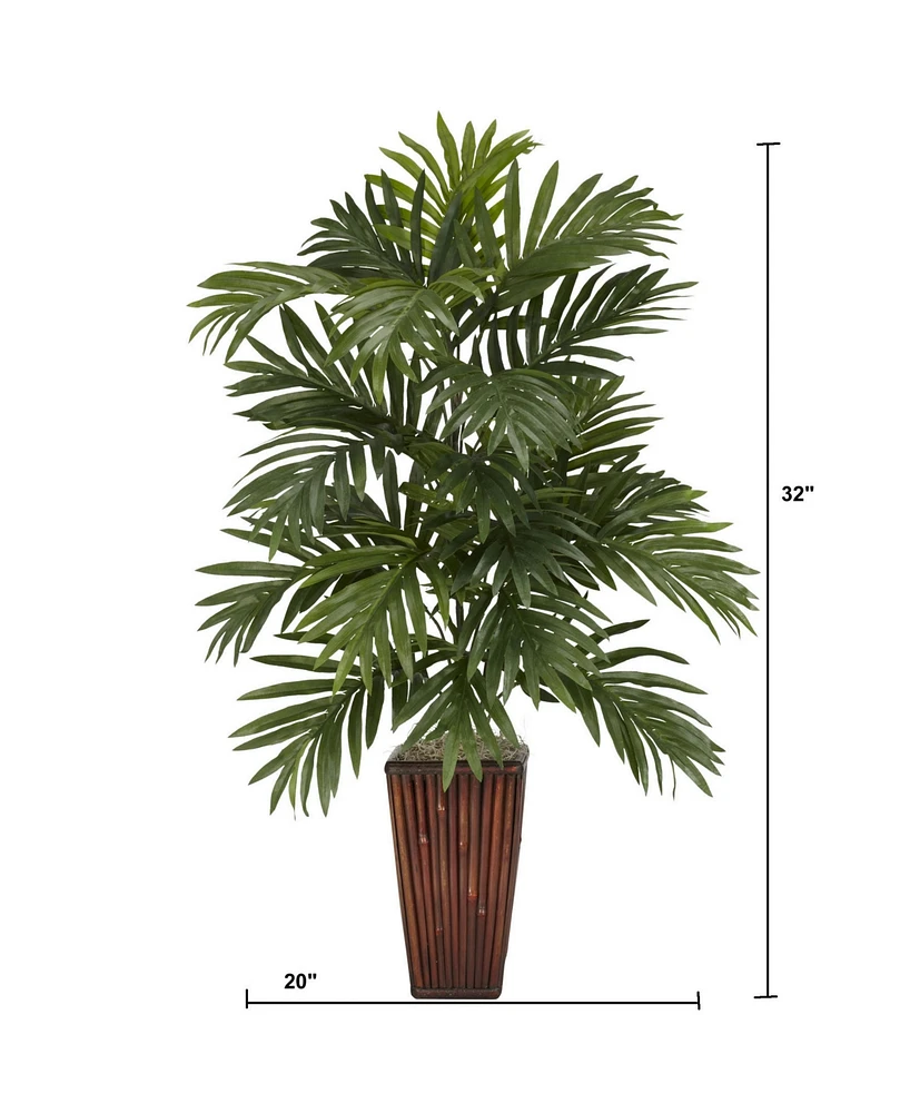 Nearly Natural Areca Palm w/ Bamboo Vase Silk Plant