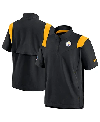 Men's Nike Black Pittsburgh Steelers Coaches Chevron Lockup Pullover Top