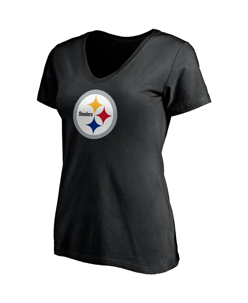 Women's Fanatics T.j. Watt Black Pittsburgh Steelers Player Icon Name and Number V-Neck T-shirt